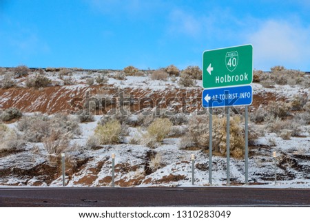 Holbrook, AZ / USA - Dec 19, 2019: Holbrook Road Sign