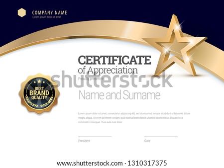 Certificate template. Diploma of modern design or gift certificate. Vector illustration. Royalty-Free Stock Photo #1310317375