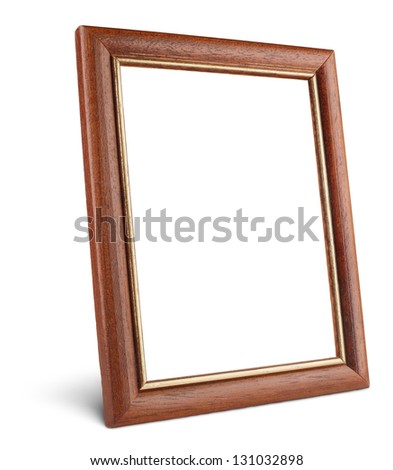 Simple wooden picture frame isolated on white with clipping path