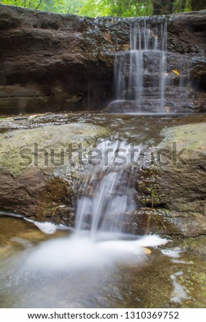 Close up detail of a water cascade at Matthiessen state park, Illinois.