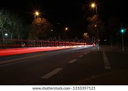 Awesome long exposure night picture on a street with car lights