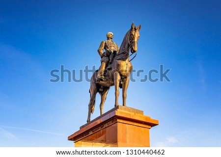 Statue on the hill before Buda castle, Budapest, Hungary.