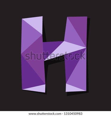 Vector illustration of letter H in origami style. Polygonal Colorful Letter isolated on black background.