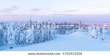 Lapland, winter ski resort. Travel and tourism in winter.