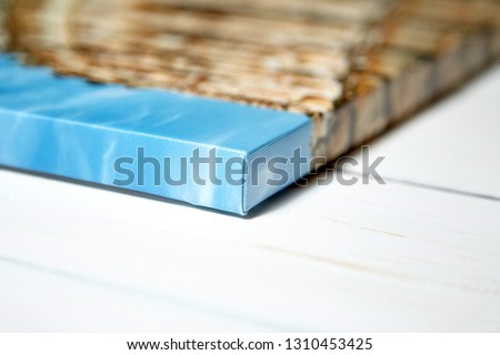 Canvas print. Photo with gallery wrap method of canvas stretching on stretcher bar, lateral side