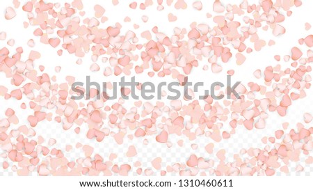 Love Hearts Confetti Falling Background. St. Valentine's Day pattern Wallpaper. Vector Illustration for Cards, Banners, Posters, Flyers for Wedding, Anniversary, Birthday Party, Sales.
