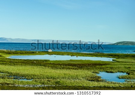 landscape with lake and blue sky, beautiful photo digital picture