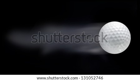 Golf ball leaving trails behind on black background