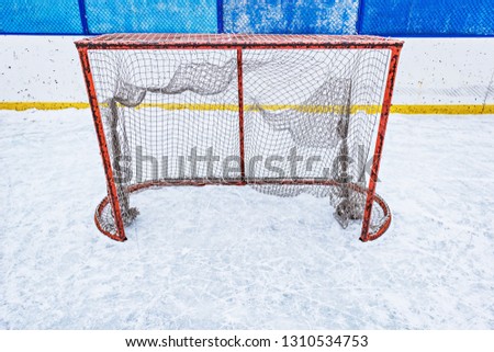 Small hockey gate on the stadium ice.