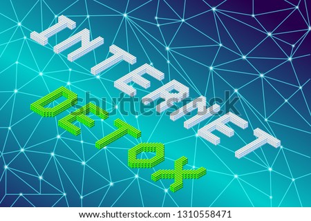 internet detox 3d isometric colorful text on cybernetic fractal plexus polygonal grid background, stock vector illustration clip art
