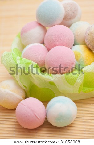 round pastel colored marshmallow
