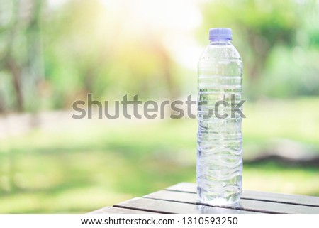 Empty water bottles on the table