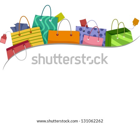 Illustration of Shopping Bags Border