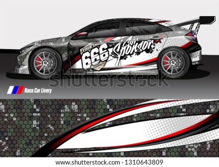 race car wrap design. simple lines with abstract background vector concept for vehicle vinyl wrap and automotive decal livery