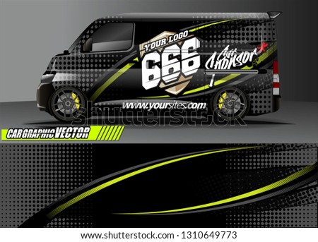 van sticker decal design. simple lines with abstract background vector concept for vehicle vinyl wrap and car livery