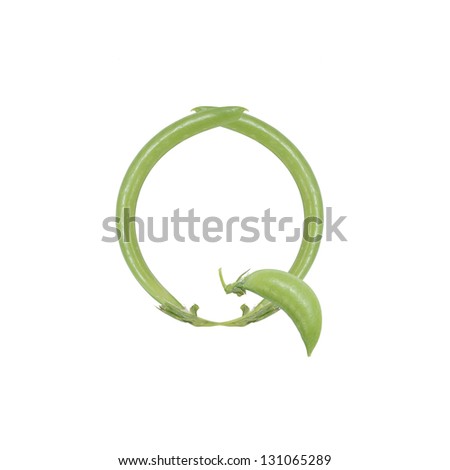 The peas makes up letters ears isolated on white background