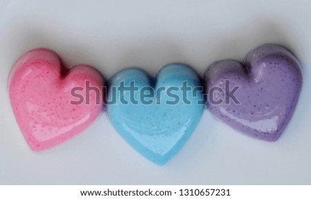 Heart-shaped bits of coconut pudding celebrating Valentine's Day