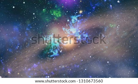 Space background with red nebula and stars. Dreamscape galaxy. Elements of this image furnished by NASA.