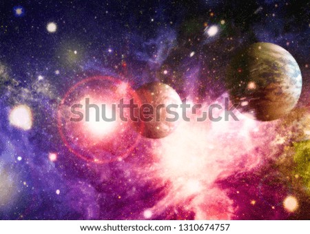 Space background with red nebula and stars. Dreamscape galaxy. Elements of this image furnished by NASA.