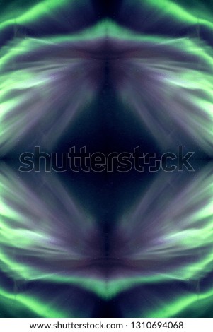Abstract of Green northern lights reflection in galaxy background