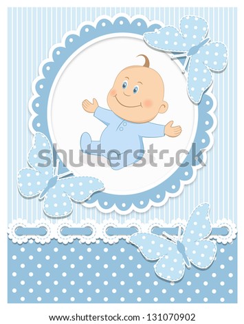 Smiling baby boy in blue frame
