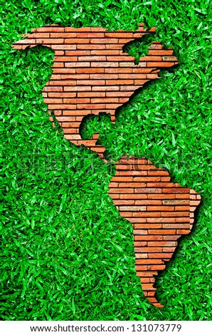 The North america and south america on green grass background Royalty-Free Stock Photo #131073779