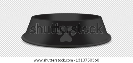 Pet Feeding Bowl On Black Rubber Base - Vector Illustration - Isoalted On Transparent Background