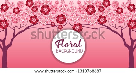 Cherry tree in blossom. Floral background. Concept for boutique, jewelry, beauty salon, spa, fashion, flyer, invitation, banner design.