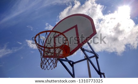 Basketball Hoop on sky background.