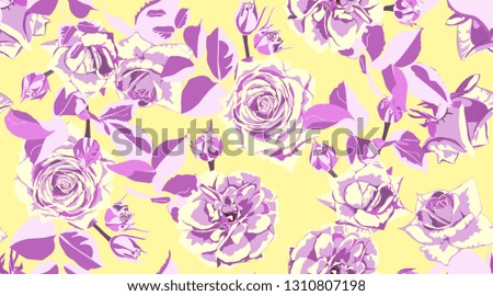 Retro Rose Pattern for Print, Fabric. Flowers Seamless Vintage Background. 