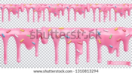 Doughnut glaze. Sweet cream. Seamless pattern. 3d realistic vector Royalty-Free Stock Photo #1310813294