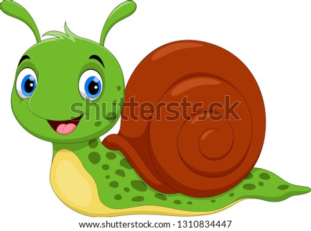 Vector illustration of cute snail cartoon