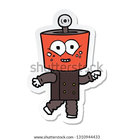sticker of a happy cartoon robot pointing