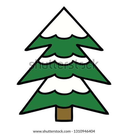 cute cartoon of a snow covered tree