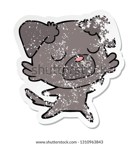 distressed sticker of a cartoon dog