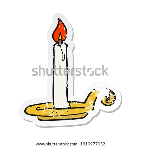 retro distressed sticker of a cartoon candle burning