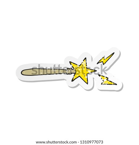 retro distressed sticker of a cartoon magic wand