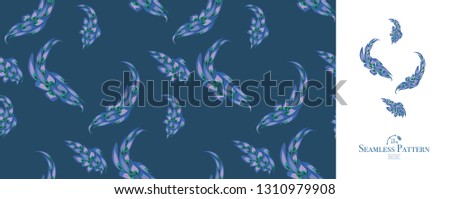 Peacock feather seamless pattern. Vector Illustration, great for background and wallpaper.