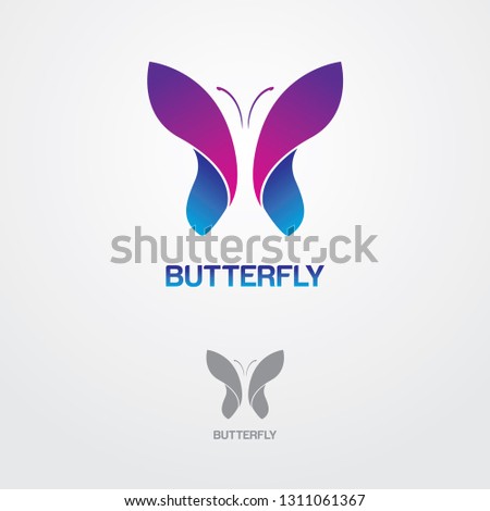 butterfly modern style logo design. beauty logo. - vector
