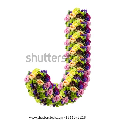 Letter J made of flower isolated on white background