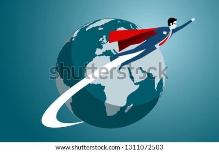 Successful superhero businessmen are flying out launch from the earth. business finance success. leadership. startup. creative idea. illustration cartoon vector
