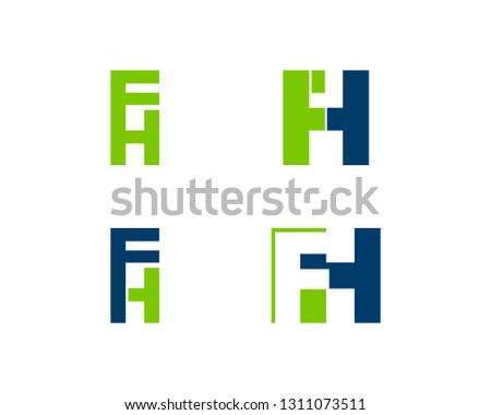 Set of Initial Letter FH Logo Template Design