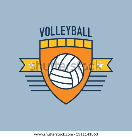 A volleyball crest design in vector format featuring a volleyball icon in the middle.