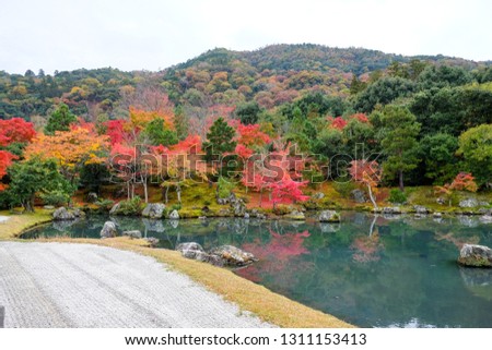 Japanese Zen garden in autumn