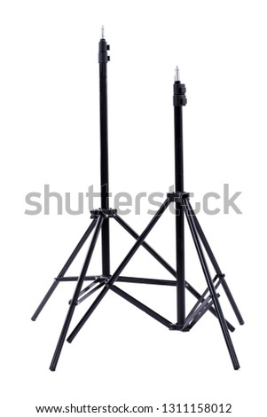 Studio light stand isolated on white. Photographic equipment, vertical image.