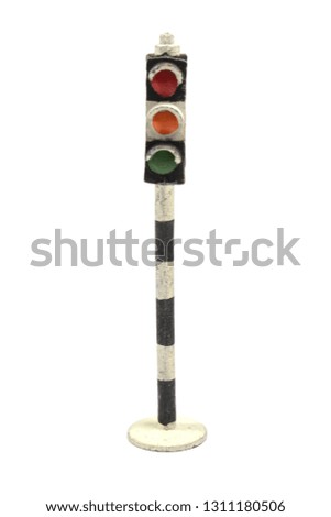 Miniature Toy Model Signpost on White Background