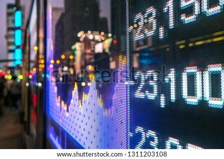 Financial stock exchange market display screen board on the street 