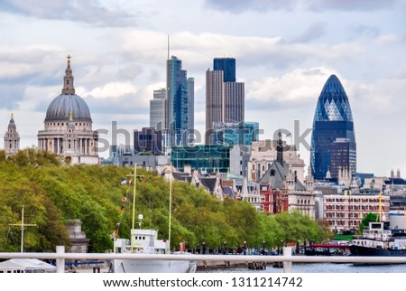 City of London cityscape and St. Paul's Cathedral, UK