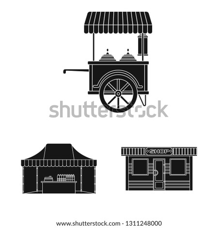 Isolated object of market and exterior symbol. Collection of market and food stock vector illustration.