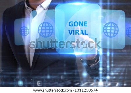 The concept of business, technology, the Internet and the network. The young entrepreneur has found what he needs: Gone viral